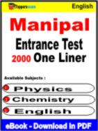 Manipal Entrance Test One Liner Book PDF in English