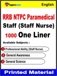 RRB NTPC Paramedical Staff (Staff Nurse) One Liner Book in English