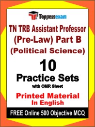 TN TRB Assistant Professor (Pre-Law) Part B (Political Science) Test Book in English - Practice Set