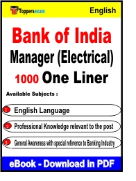 Bank of India Manager (Electrical) One Liner Book PDF in English