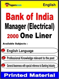 Bank of India Manager (Electrical) One Liner Book in English
