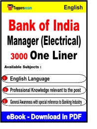 Bank of India Manager (Electrical) One Liner Book PDF in English