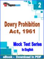 Dowry Prohibition Act, 1961 Test PDF Book In English - Question Paper