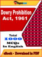 Dowry Prohibition Act, 1961 PDF Book In English - MCQ / Objective Questions