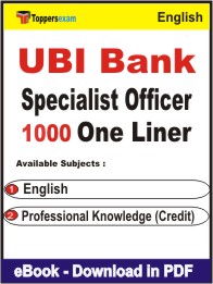 UBI Bank Specialist Officer One Liner Book PDF in English
