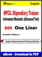 NPCIL Stipendiary Trainee Instrument Mechanic (Advanced Test) One Liner Book PDF in English