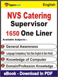 NVS Catering Supervisor One Liner Book PDF in English