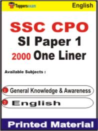 SSC CPO SI ( Paper 1 ) One Liner Book in English