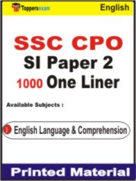 SSC CPO SI ( Paper 2 ) One Liner Book in English