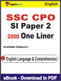 SSC CPO SI ( Paper 2 ) One Liner Book PDF in English