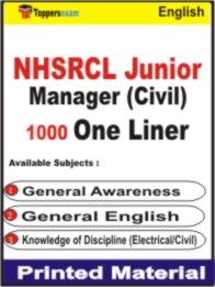 NHSRCL Junior Manager (Civil) One Liner Book in English