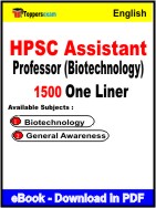 HPSC Assistant Professor (Biotechnology) One Liner Book PDF in English