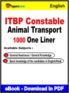 ITBP Constable Animal Transport One Liner Book PDF in English