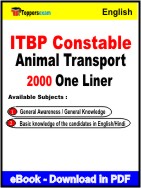 ITBP Constable Animal Transport One Liner Book PDF in English