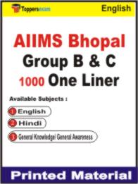 AIIMS Bhopal Group ( B & C ) One Liner Book in English