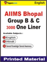 AIIMS Bhopal Group ( B & C ) One Liner Book in English