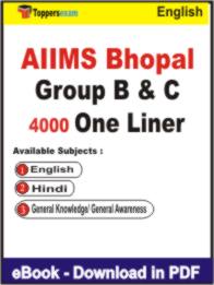 AIIMS Bhopal Group ( B & C ) One Liner Book PDF in English