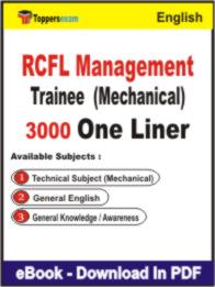 RCFL Management Trainee ( Mechanical ) One Liner Book PDF in English