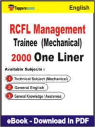 RCFL Management Trainee ( Mechanical ) One Liner Book PDF in English