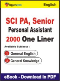 SCI PA, Senior Personal Assistant One Liner Book PDF in English
