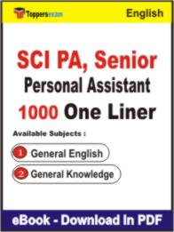 SCI PA, Senior Personal Assistant One Liner Book PDF in English