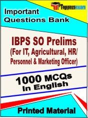 IBPS SO Prelims (For IT, Agricultural, HR/ Personnel & Marketing Officer) Book in English - Objective MCQ