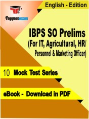 IBPS SO Prelims (For IT, Agricultural, HR/ Personnel & Marketing Officer) Test PDF Book in English - Mock Test/Practice Set