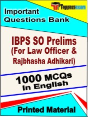 IBPS SO Prelims (For Law Officer & Rajbhasha Adhikari) Book in English - Objective MCQ