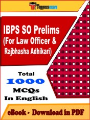 IBPS SO Prelims (For Law Officer & Rajbhasha Adhikari) PDF Book in English - MCQ / Objective Questions