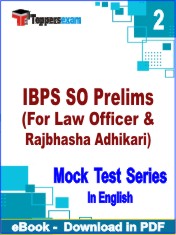 IBPS SO Prelims (For Law Officer & Rajbhasha Adhikari) Test PDF Book In English - Question Paper