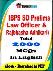 IBPS SO Prelims (For Law Officer & Rajbhasha Adhikari) PDF Book in English - MCQ / Objective Questions