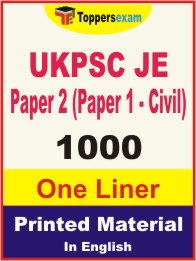 UKPSC JE Paper 2 (Paper 1 - Civil) One Liner Book in English.