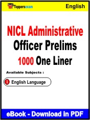 NICL Administrative Officer Prelims One Liner Book PDF in English