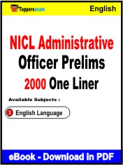NICL Administrative Officer Prelims One Liner Book PDF in English