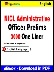 NICL Administrative Officer Prelims One Liner Book PDF in English