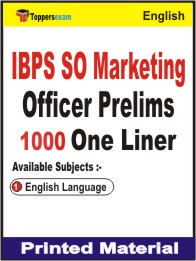 IBPS SO Marketing Officer Prelims One Liner Book in English.