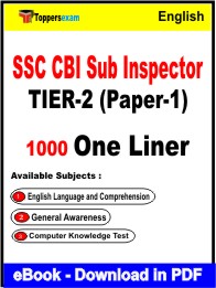 SSC CBI Sub Inspector TIER-2 (Paper-1) One Liner Book PDF in English