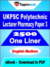 UKPSC Polytechnic Lecturer Pharmacy (Paper 3) One Liner Book PDF in English