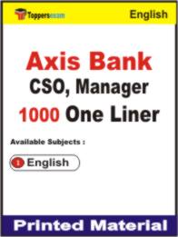 Axis Bank CSO, Manager One Liner Book in English