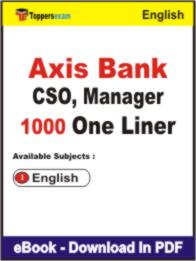 Axis Bank CSO, Manager One Liner Book PDF in English