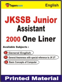 JKSSB Junior Assistant One Liner Book in English