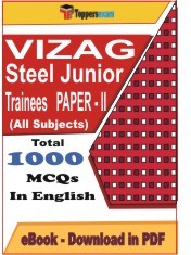 EBook of VIZAG Steel Junior Trainees Exam Paper II, PDF Format in English
