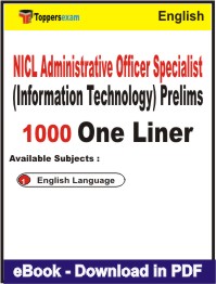 NICL Administrative Officer Specialist (Information Technology) Prelims One Liner Book PDF in English
