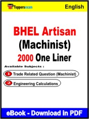 BHEL Artisan (Machinist) One Liner Book PDF in English