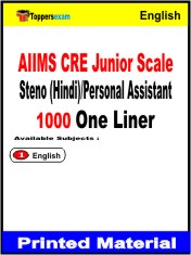 AIIMS CRE Junior Scale Steno (Hindi)/Personal Assistant One Liner Book in English