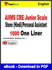 AIIMS CRE Junior Scale Steno (Hindi)/Personal Assistant One Liner Book PDF in English