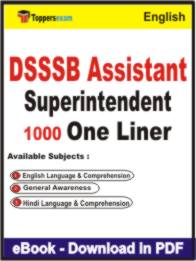 DSSSB Assistant Superintendent One Liner Book PDF in English