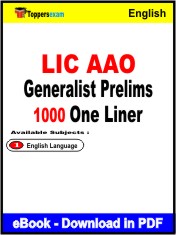 LIC AAO Generalist Prelims One Liner Book PDF in English