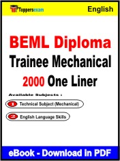 BEML Diploma Trainee Mechanical One Liner Book PDF in English