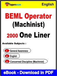 BEML Operator (Machinist) One Liner Book PDF in English